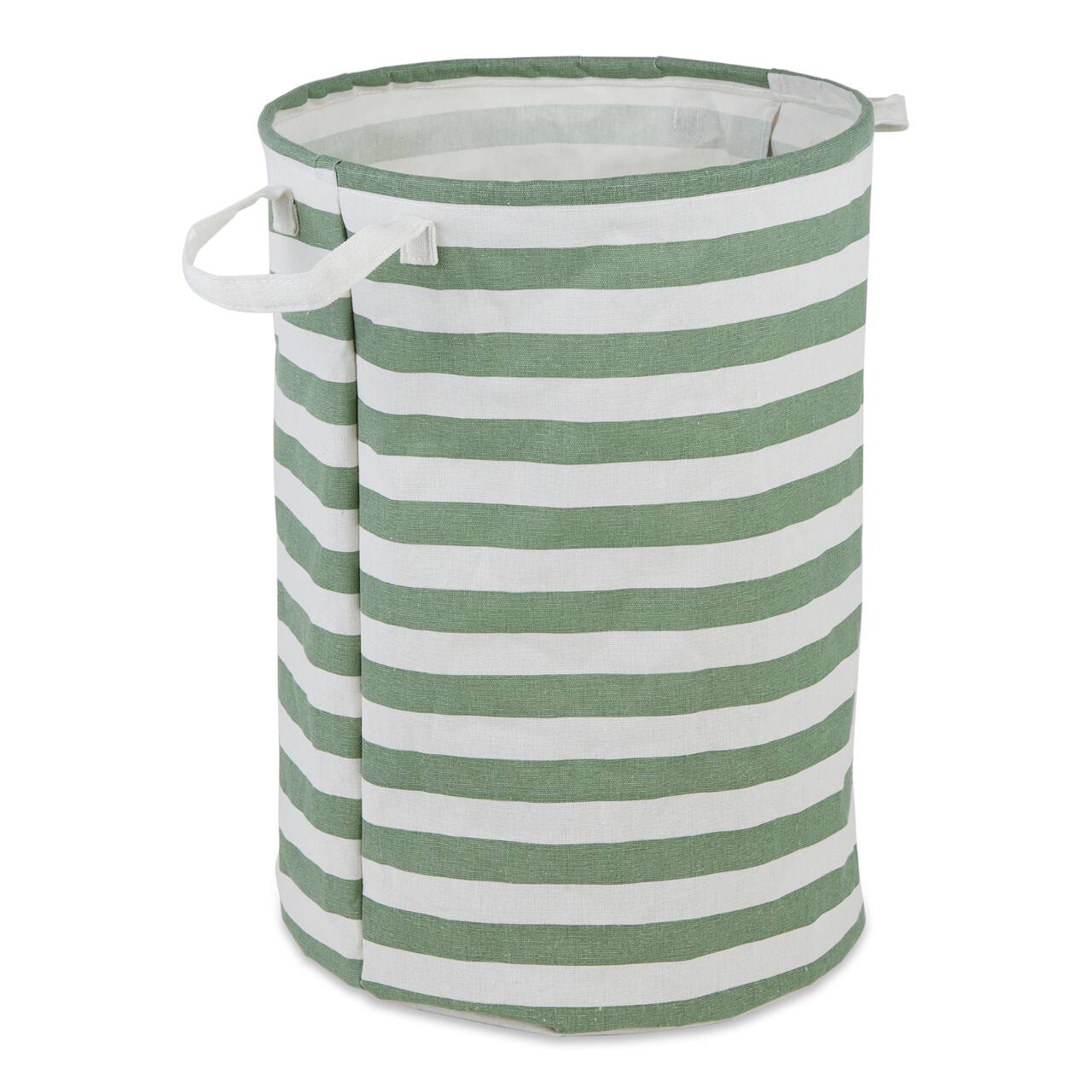 DII® Round Stripes PE-Coated Cotton Polyester Laundry Hamper